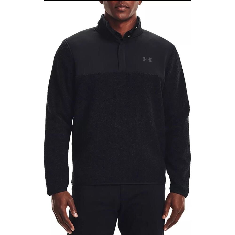 Under Armour Golf Sweater Pullover Mens XL Hybrid Snap Button Mock Neck 1/4 Logo